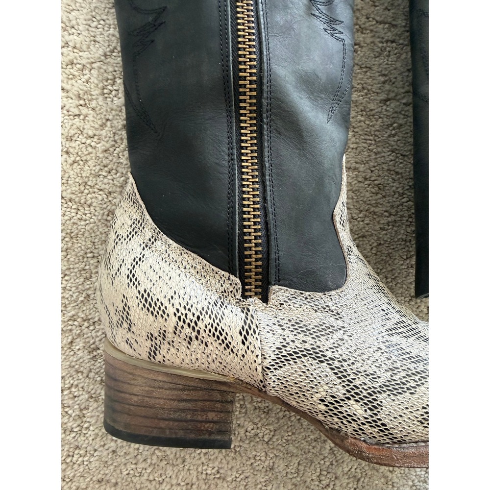 Freebird BY STEVEN WHISPER Tall Western Boots 9 Snakeskin Leather Embroidered - Picture 6 of 16